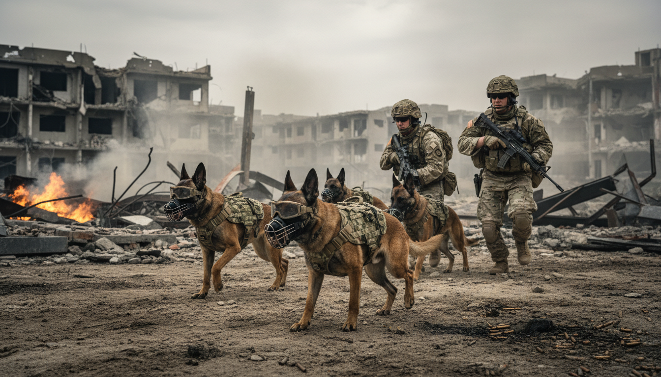 découvrez le rôle essentiel des chiens de guerre, ces héros à quatre pattes qui accompagnent les soldats avec courage et fidélité sur le champ de bataille.