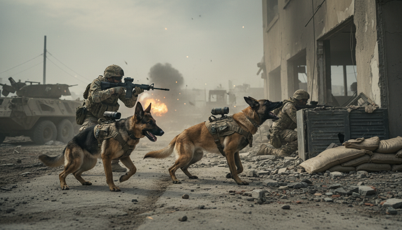 découvrez le rôle essentiel des chiens de guerre, ces héros à quatre pattes qui accompagnent les soldats avec courage et fidélité sur le champ de bataille.