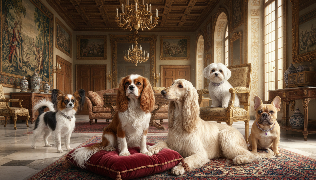 découvrez quelles races de chiens ont été élevées et choyées dans le luxe des cours royales et aristocratiques à travers l'histoire.